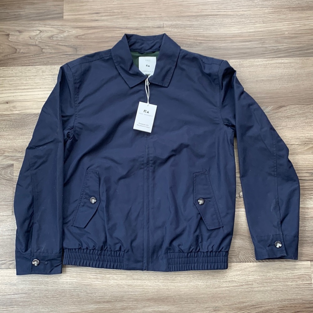 Free Assembly Mens Harrington Jacket Size S Men Small LightWeight Navy Blue New